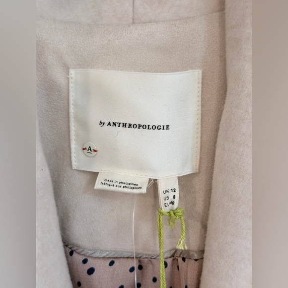 *NWT* Anthropologie Evaline Textured Cream/Tan Knee-Length Coat - Women’s 8 - Picture 6 of 9